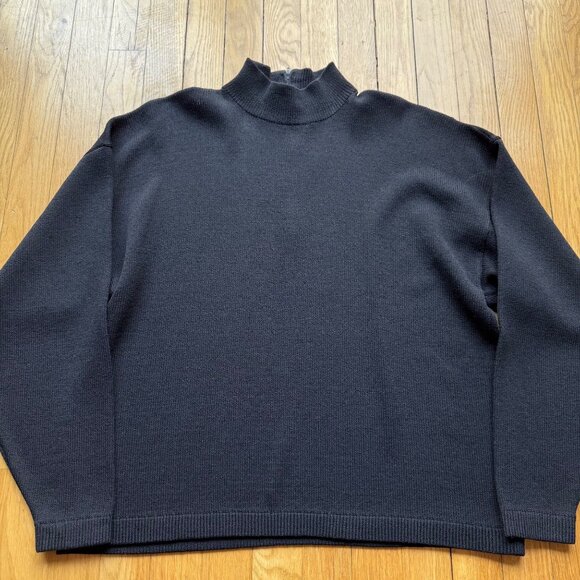 St. John Basics by Marie Gray Size L Black Knit Long Sleeve Mock Neck Sweater - Picture 3 of 12